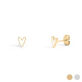18K Gold PVD Stainless Steel White Heart Stud Earrings: Stainless