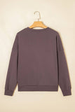 Contrast Terry Bow Pattern Drop Shoulder Sweatshirt (S-XL): Purple / Missy