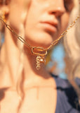 18K PVD Gold Carabiner "Love" Paperclip Charm Necklace: Gold