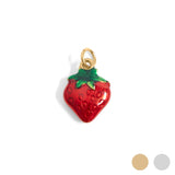 18K Gold PVD Stainless Steel Strawberry Fruit Charm: Gold