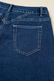 Sail Blue Stitched Waist Detail Cuffed Jeans