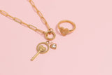 Stainless Steel Paperclip Carabiner Charm Holder Necklace: Gold / 16"+2"