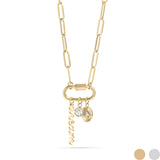 18K PVD Gold Carabiner "Dream" Paperclip Charm Necklace: Gold