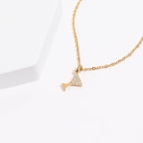 18K Gold PVD Stainless Steel CZ Martini Glass Charm: Stainless