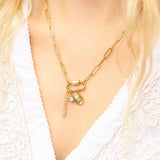 18K PVD Gold Carabiner "Dream" Paperclip Charm Necklace: Gold