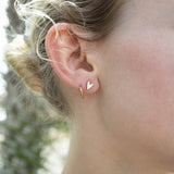 18K Gold PVD Stainless Steel White Heart Stud Earrings: Gold