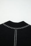 Black Bomber Contrast Trim Snap Button Long Sleeve Cardigan
