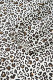Khaki Plus Size Button V Neck Leopard Print Puff Sleeve Loose Mini Dress