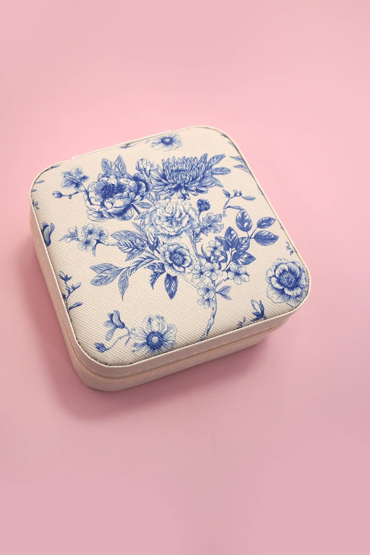 DESIGNED JEWELRY ORGANIZER TRAVEL BOX CASE | 40P566: FLOWER B OFF WHITE