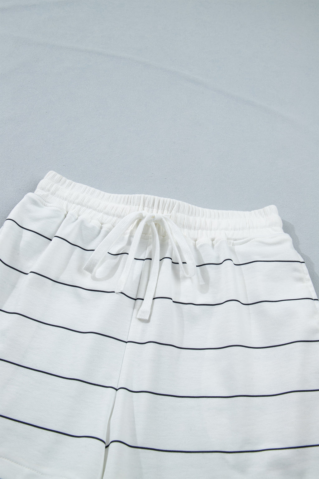 White Stripe Tee Shorts 2pcs Set