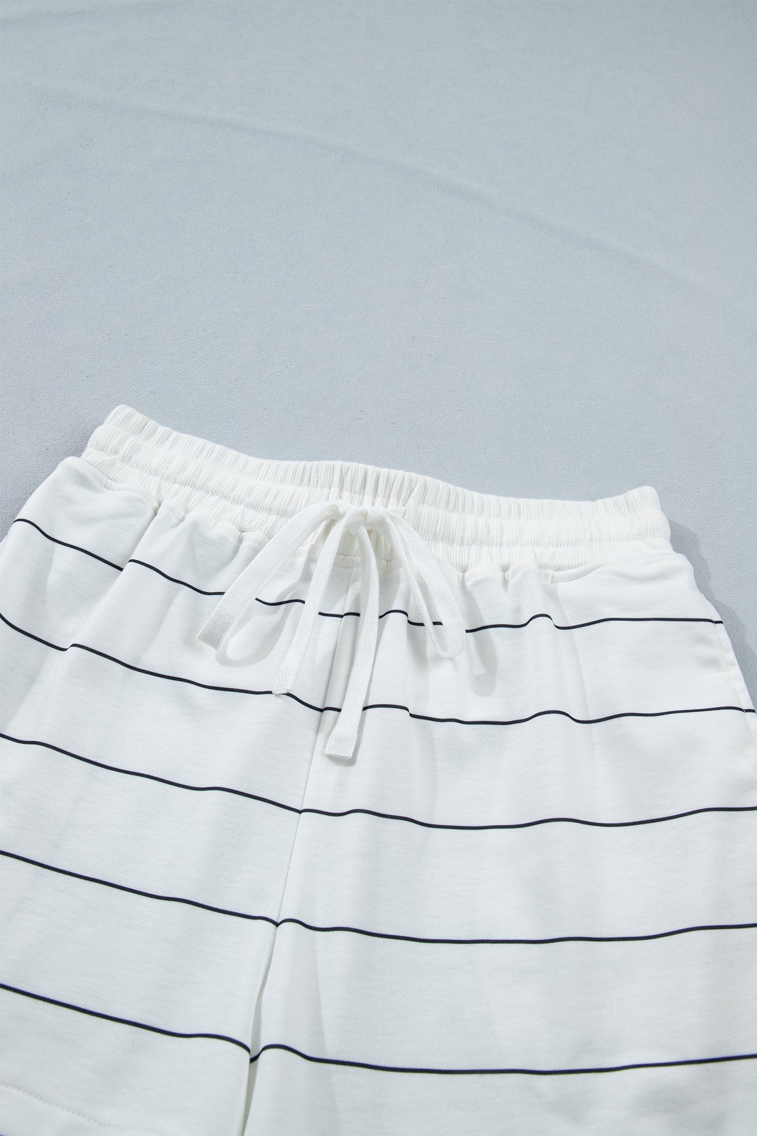 White Stripe Tee Shorts 2pcs Set