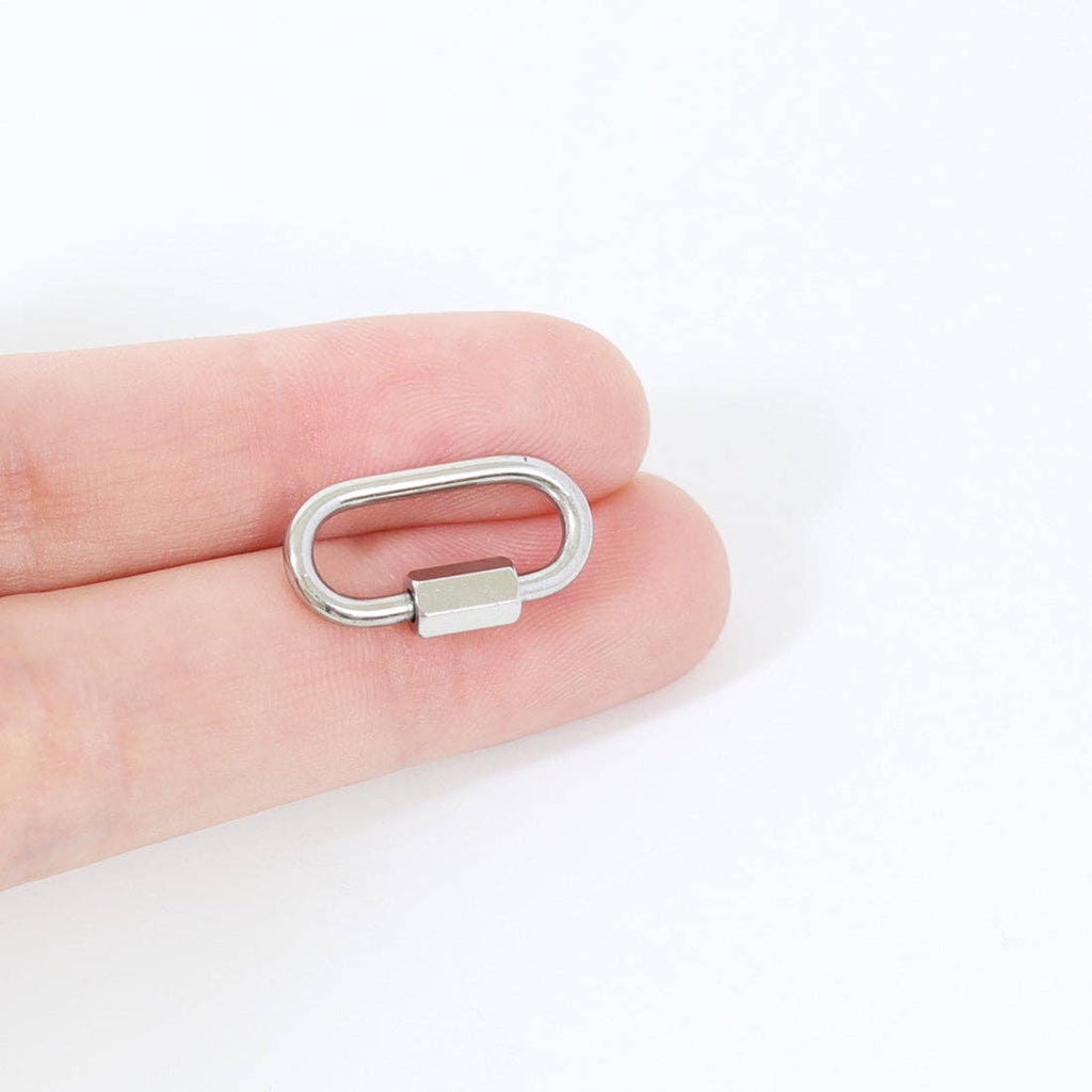 18K Gold PVD Classic Carabiner Charm Holder Clasp: Stainless