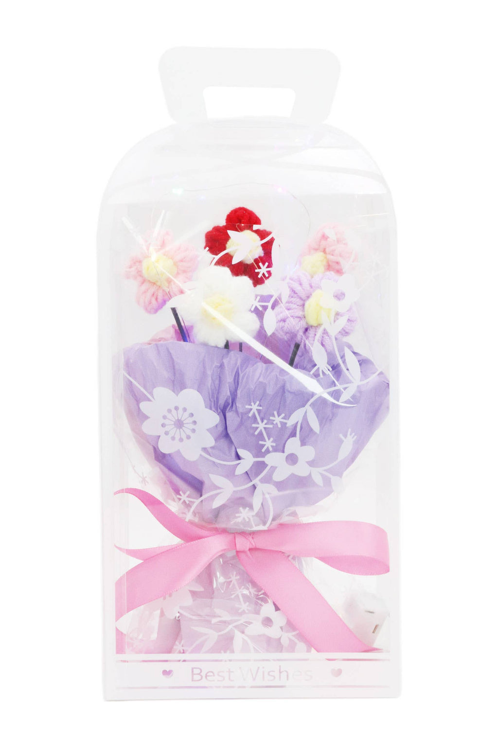 Floral Crochet LED Bouquet Gift Box - 4 pcs: ASSORTED / ONE SIZE