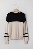 Parchment Colorblock Striped Sleeve Detail Knit Sweater