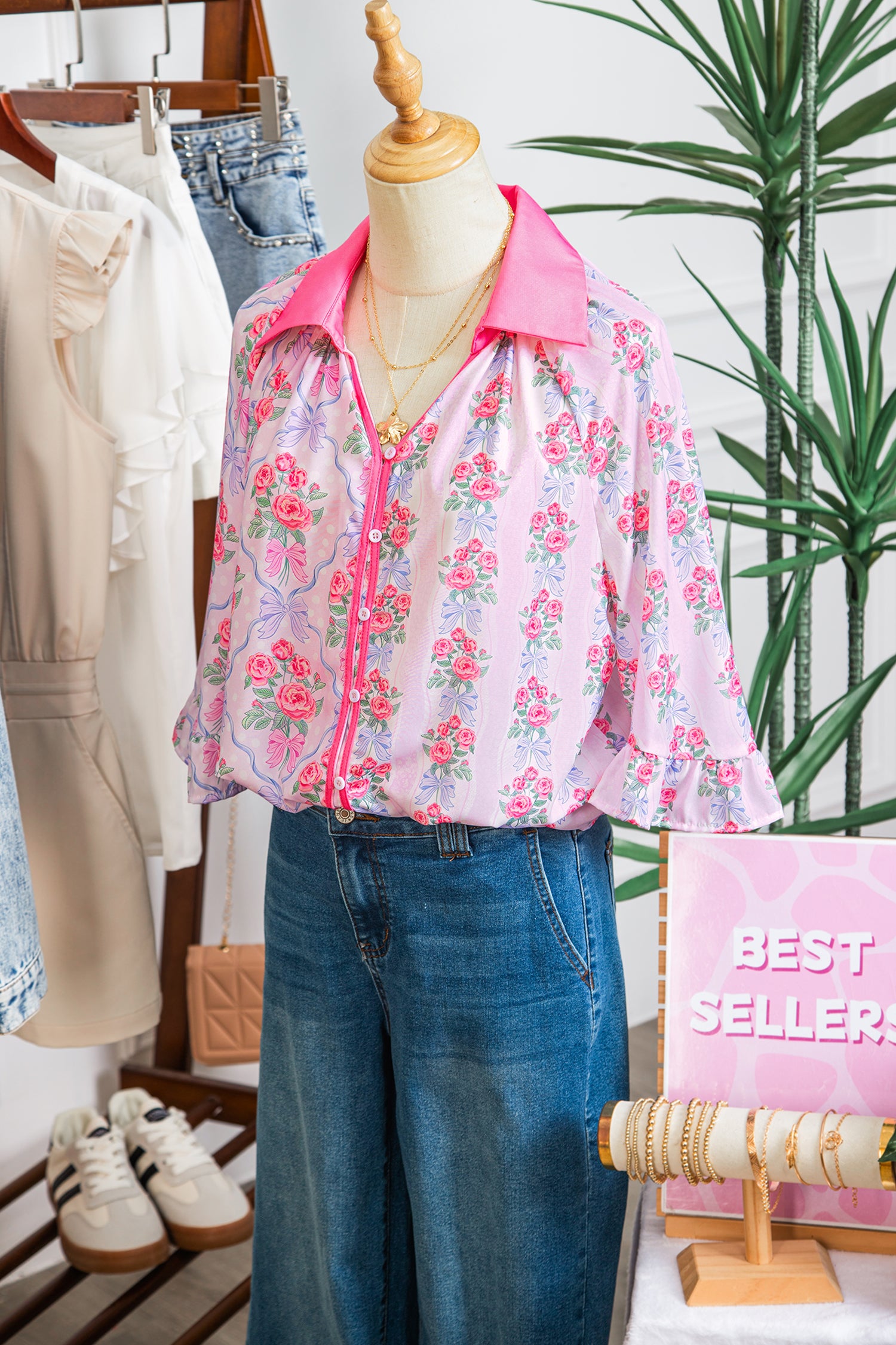 Floral Ruffled Half Sleeve Shirt