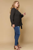 Pleione Plus Size Self-Tie Wrap Front Blouse: Royal Blue / 3X