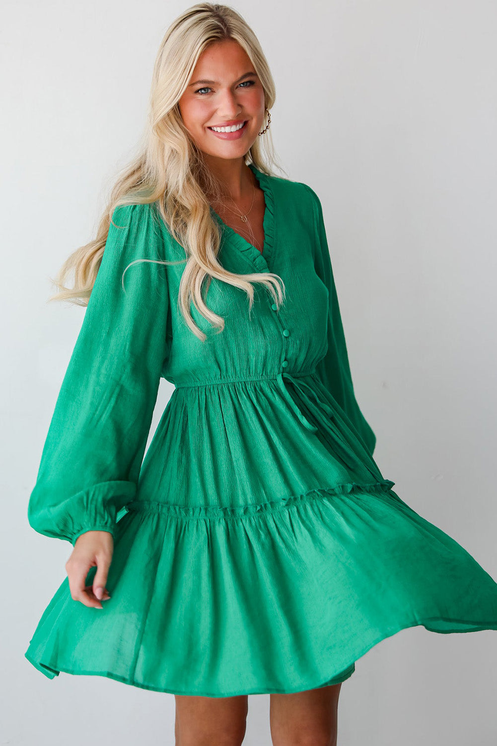 Sea Green Frilly Mini Dress