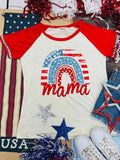 Mama Patriotic Rainbow Tee: Mix Pattern / Medium