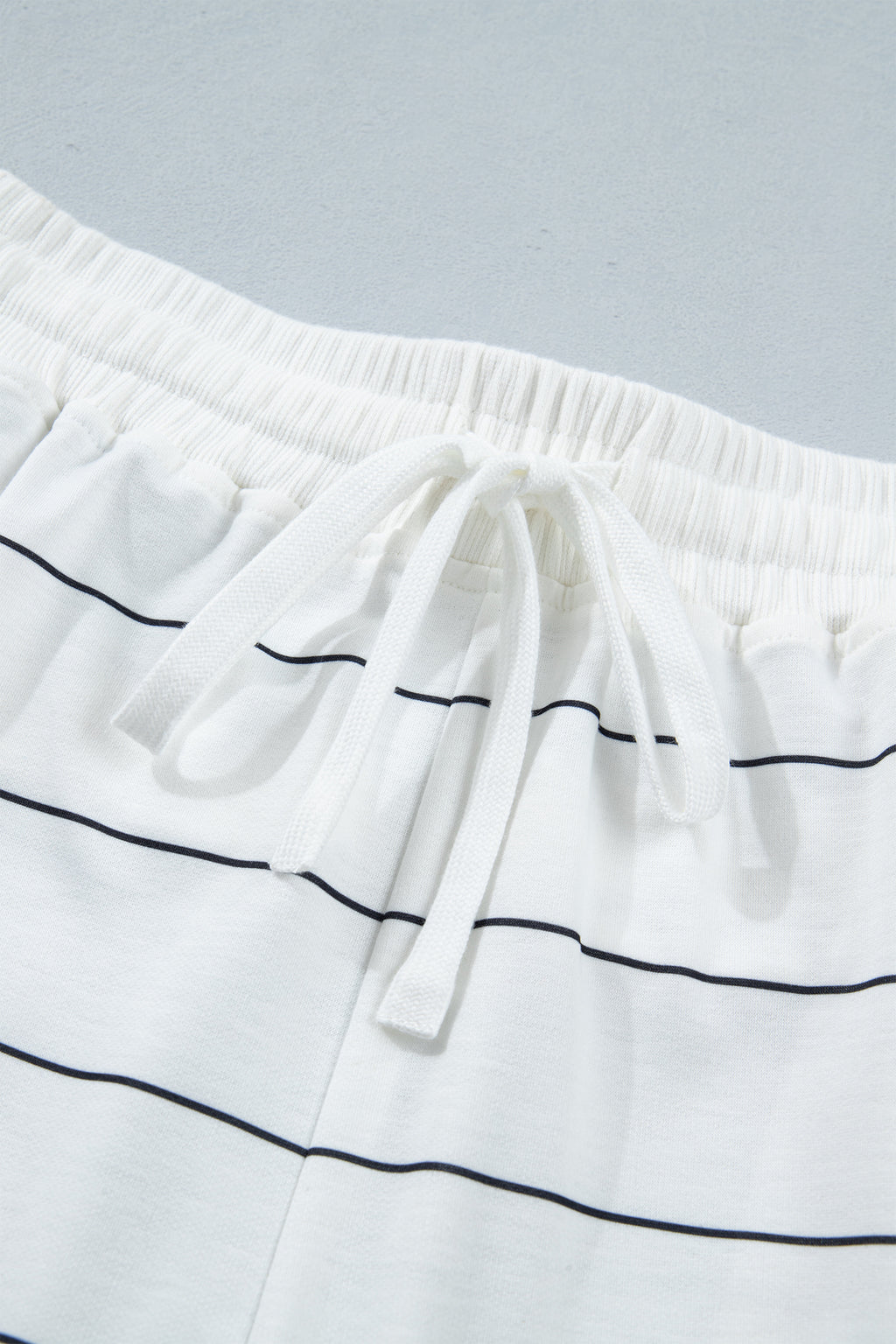 White Stripe Tee Shorts 2pcs Set
