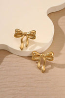 18K STAINLESS STEEL TARNISH FREE BOW STUD EARRINGS | 40E329: GOLD