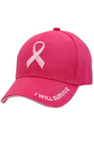 Breast Cancer Awareness Ribbon Baseball Cap: White
