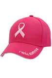 Breast Cancer Awareness Ribbon Baseball Cap: White