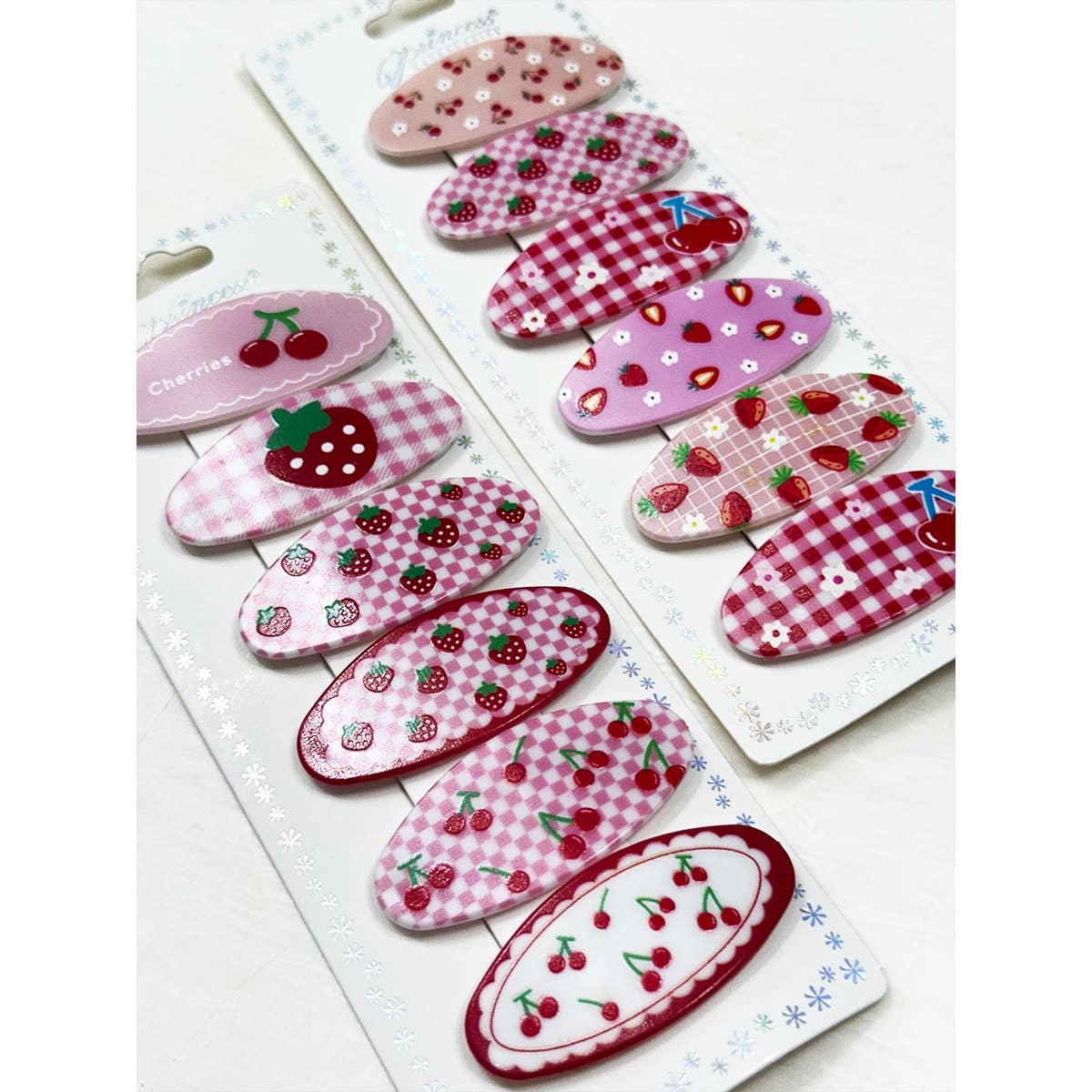 Cherry and Strawberry Theme Snap Hair Clip: MIX COLOR / ONE(12)