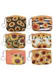 Sunflower Zippered Vegan PU Leather Coin Purse