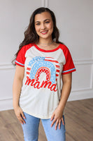 Mama Patriotic Rainbow Tee: Mix Pattern / Medium