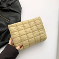 QUILTED PUFFY COSMETIC MAKEUP POUCH CLUTCH BAG | 40P538: Beige