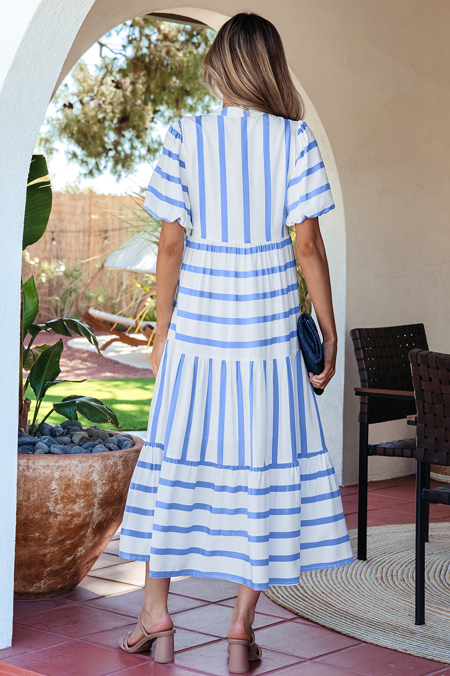 Sky Blue Stripe Vacation Dress