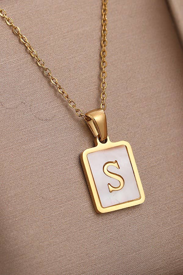 MOP  INITIAL STAINLESS STEEL TARNISH FREE NECKLACE | 40NK314: C