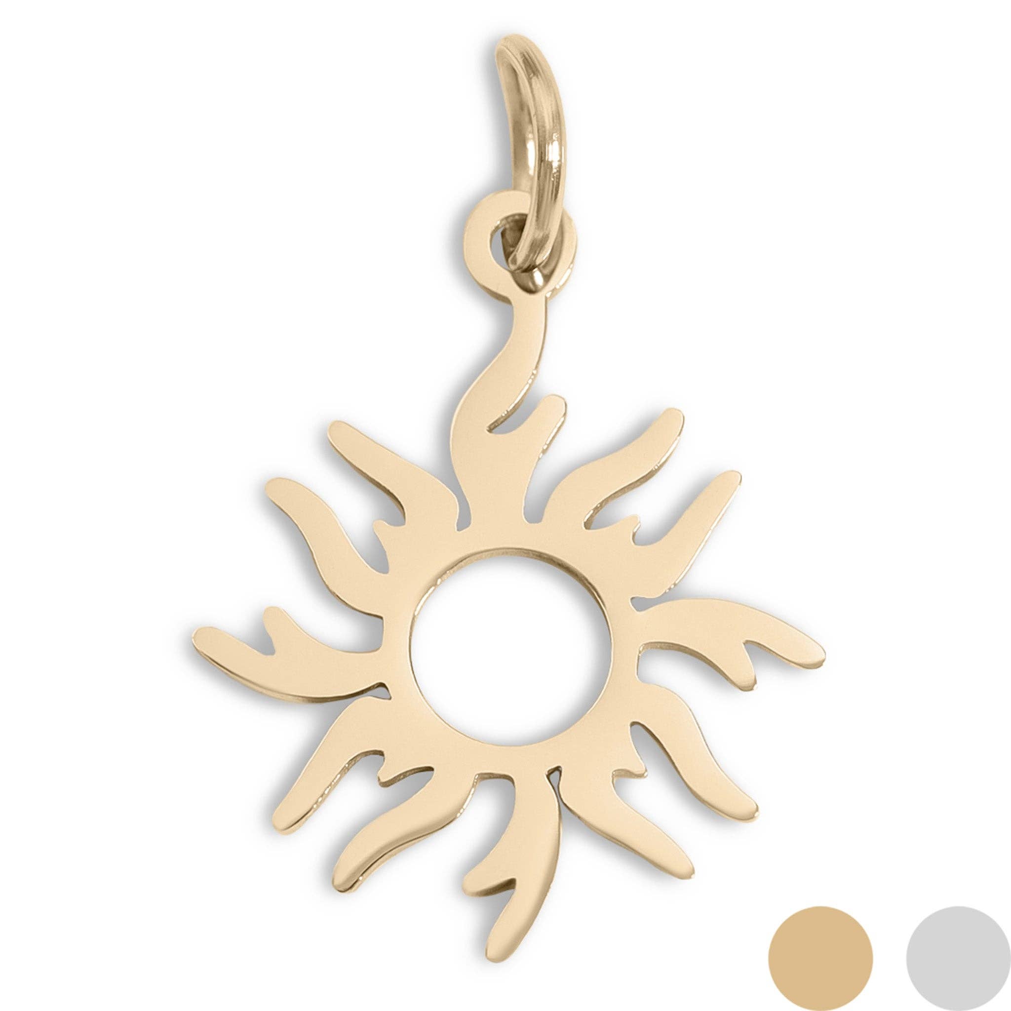 18K Gold PVD Stainless Steel Sunburst Charm: Gold