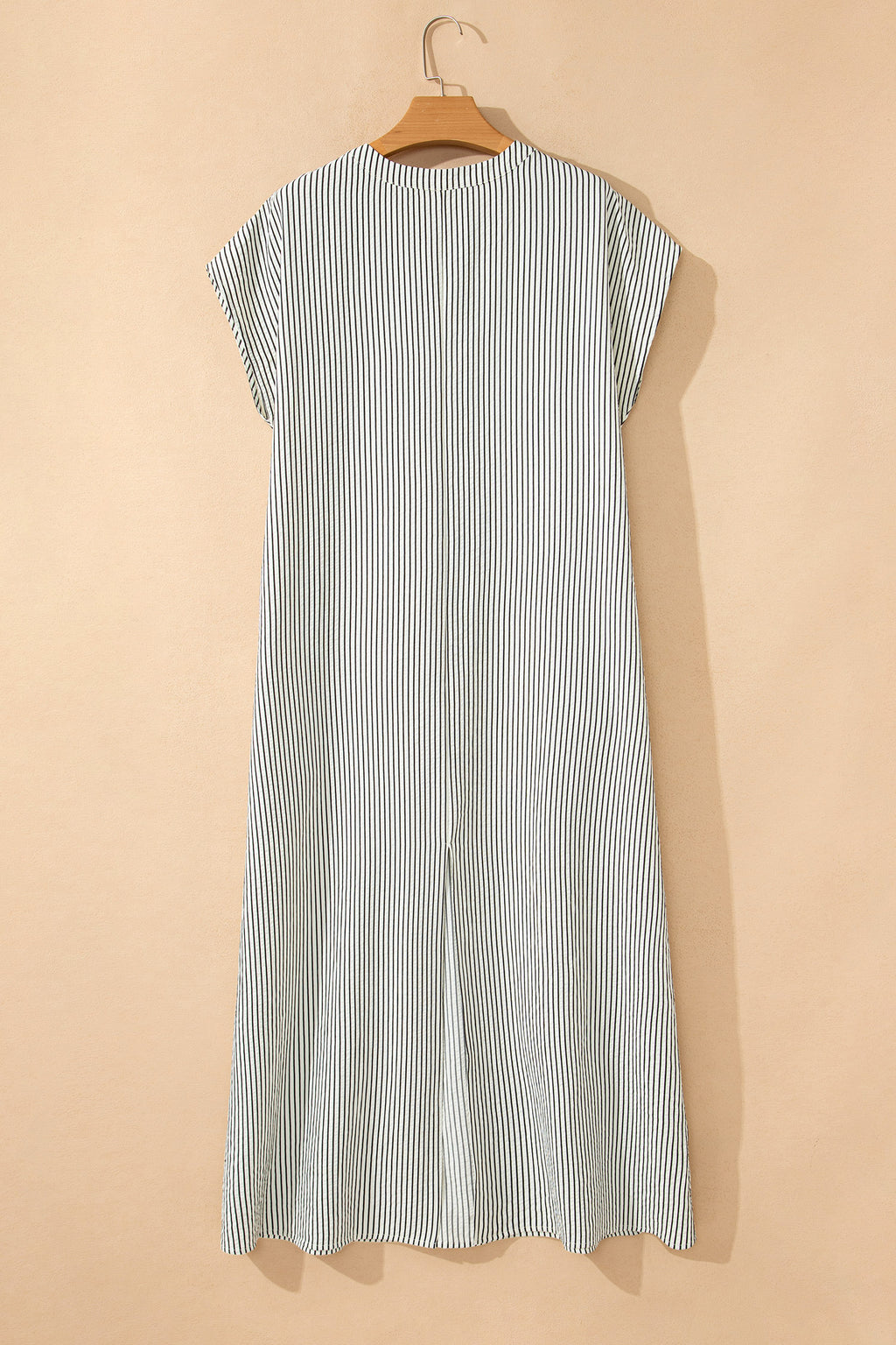 Black Stripe Short Sleeve Long Dress