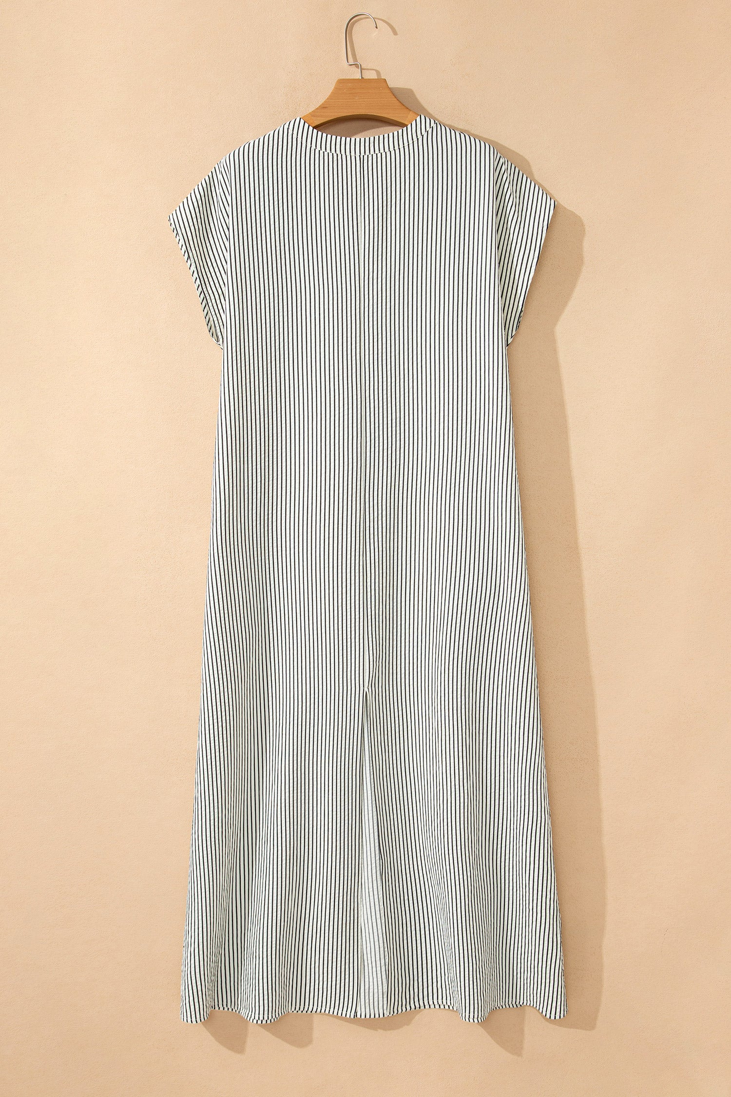Black Stripe Short Sleeve Long Dress