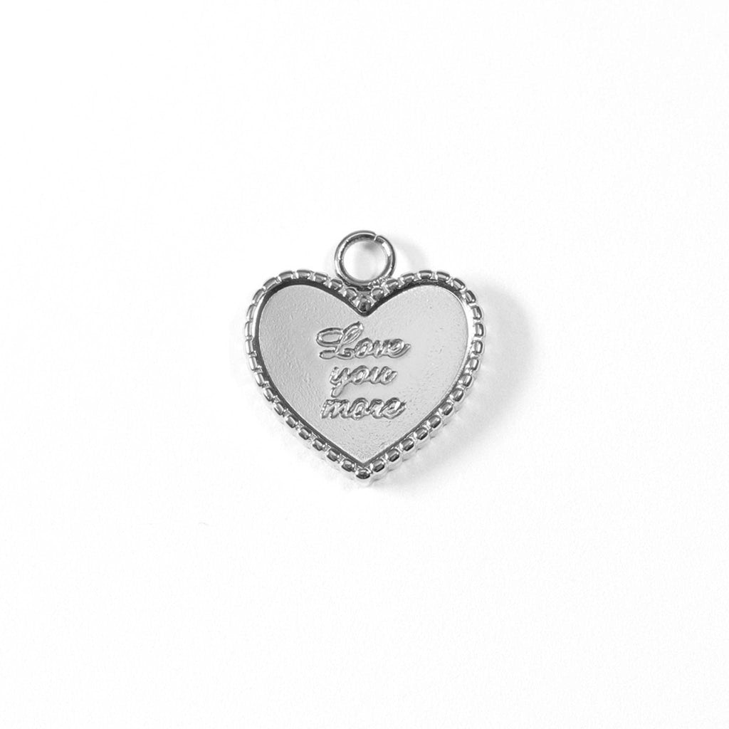 18K Gold PVD Stainless Steel "Love You More" Heart Charm / PDL0055: Stainless