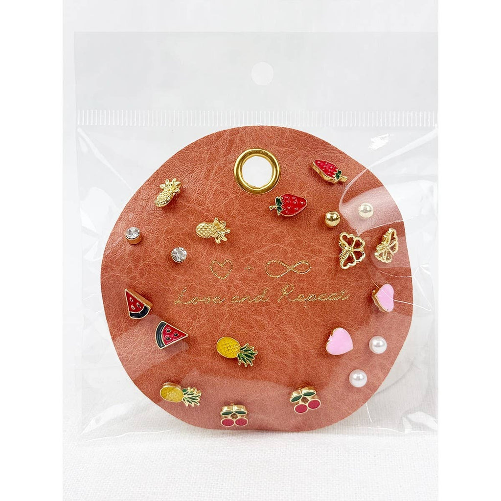 Everyday Fruity Minimal Earrings: GOLD 10 pairs