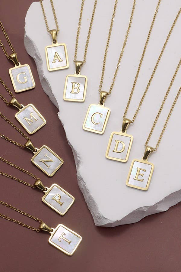 MOP  INITIAL STAINLESS STEEL TARNISH FREE NECKLACE | 40NK314: C