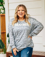 Lightning Mama on Light Grey Leopard Long-sleeve: Leopard / Small