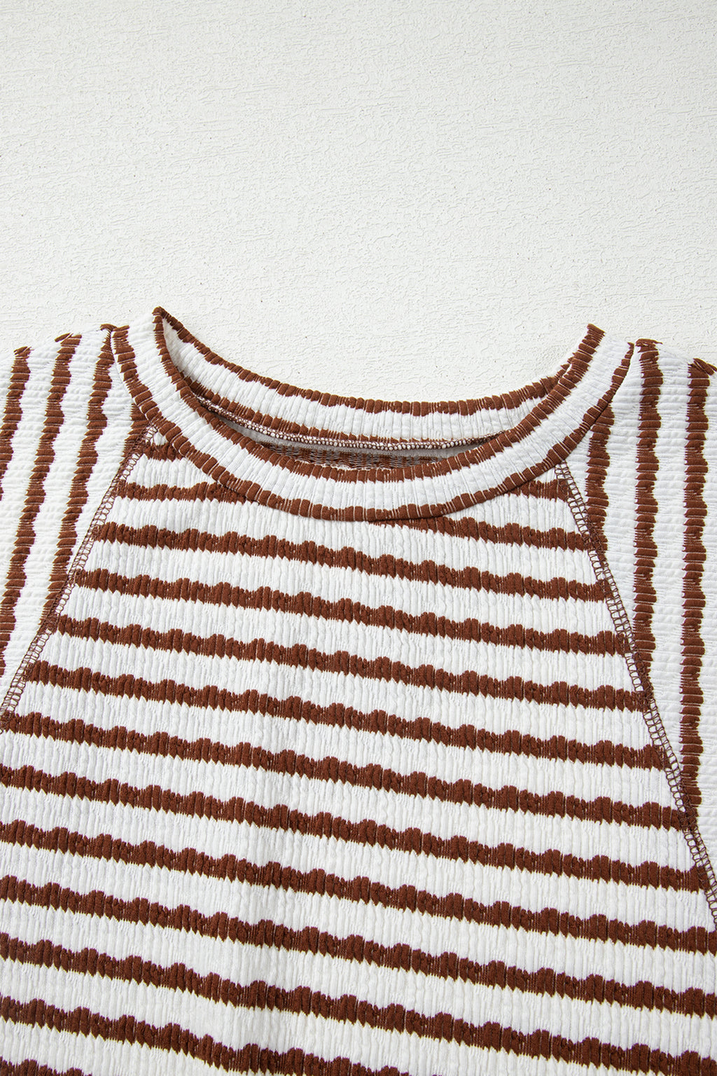 Brown Stripe Textured Knit Top