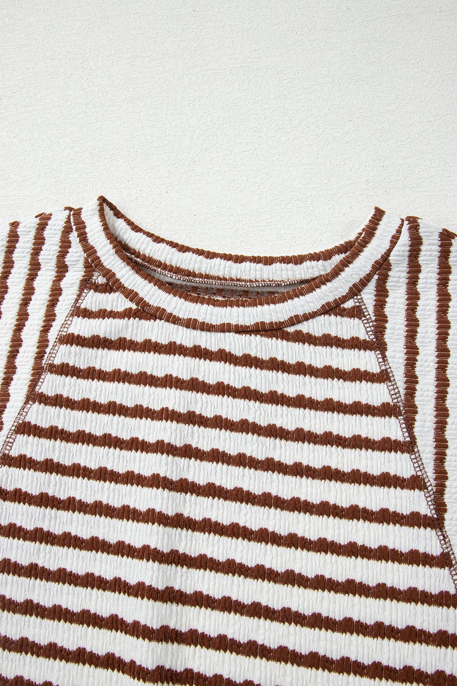 Brown Stripe Textured Knit Top