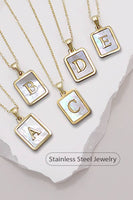 MOP  INITIAL STAINLESS STEEL TARNISH FREE NECKLACE | 40NK314: L