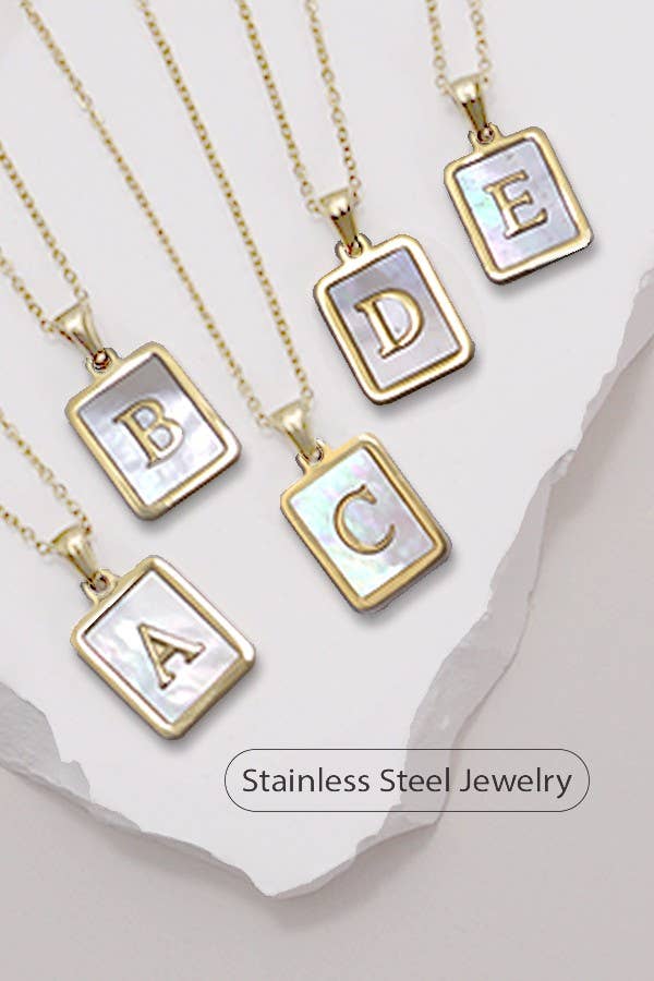 MOP  INITIAL STAINLESS STEEL TARNISH FREE NECKLACE | 40NK314: C