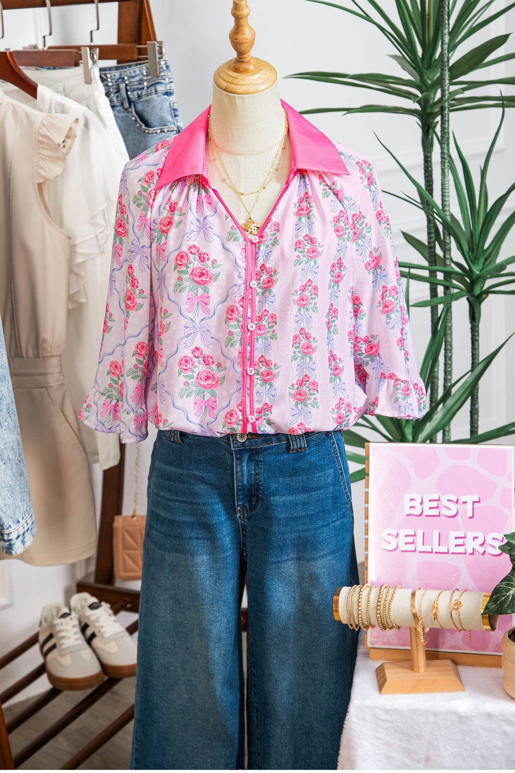 Floral Ruffled Half Sleeve Shirt