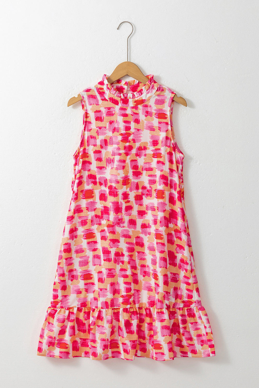 Pink Abstract Sleeveless Mini Dress