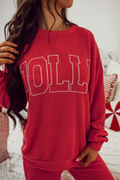 Fiery Red JOLLY Corded Long Sleeve Top and Pockets Pants Set