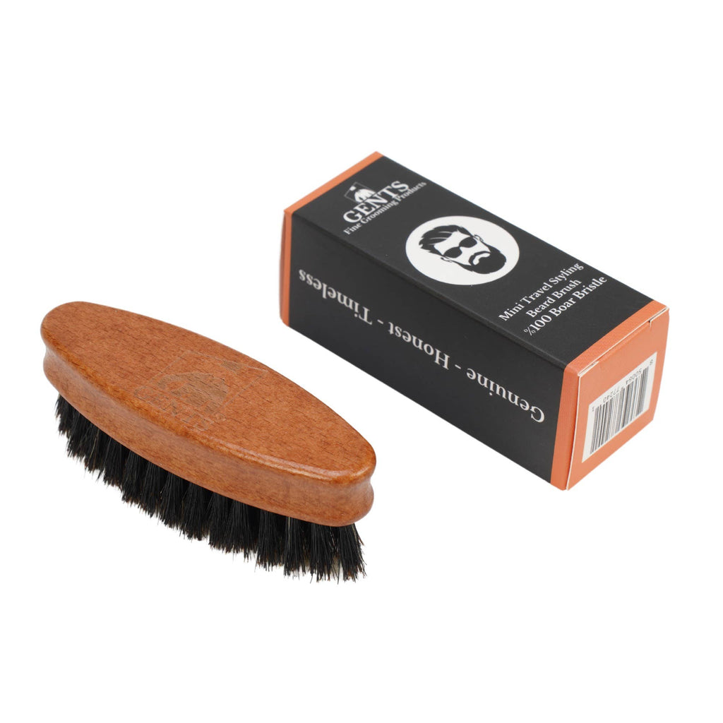 Gents Wood Mini Travel Beard Brush - 100% Boar Bristles