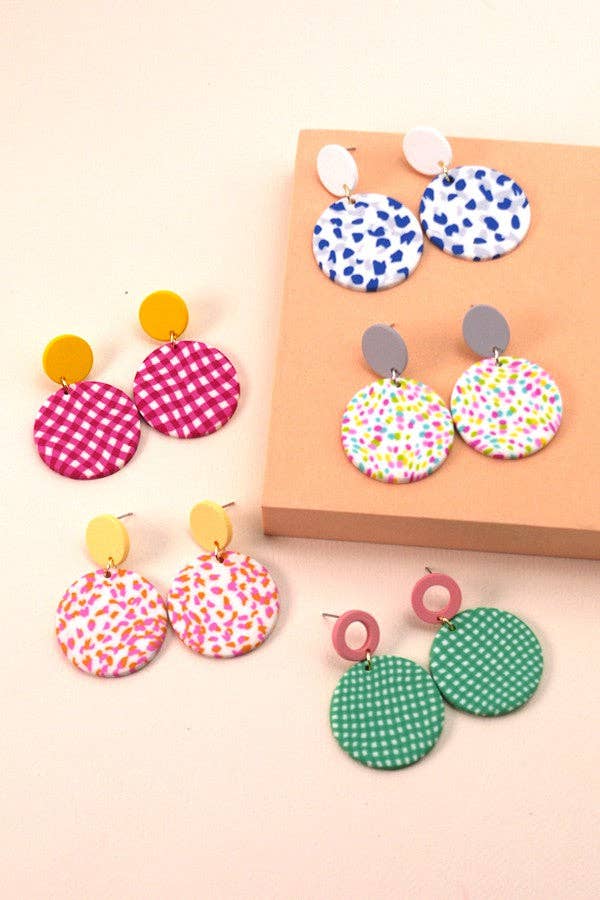 COLORFUL PRINT POLYMER EARRINGS| 40E215: A