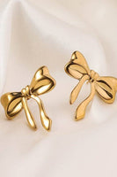18K STAINLESS STEEL TARNISH FREE BOW STUD EARRINGS | 40E329: GOLD