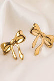 18K STAINLESS STEEL TARNISH FREE BOW STUD EARRINGS | 40E329: GOLD
